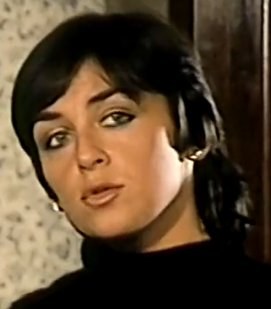 Portrait of Cathy Ménard in a black turtleneck, 1980s